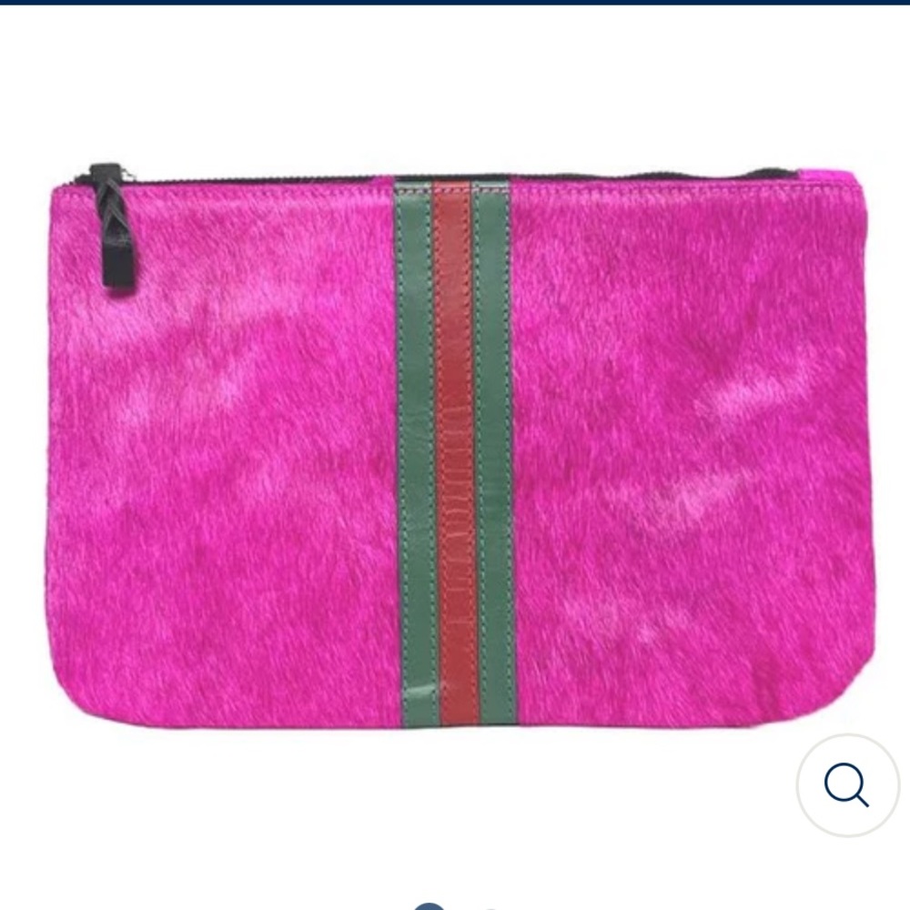 PARKER & HYDE - HOT PINK STRIPE CLUTCH sold by Sunset & Co